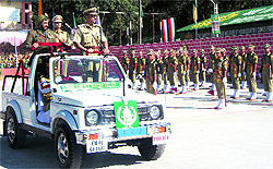 Mehboob Alam (IPS), Additional Director General, ITBP, being presented the ceremonial guard of honour in Mussoorie on Tuesday