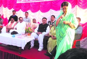 Mala Raj Lakshmi during an election rally in Mussoorie on Tuesday
