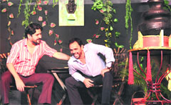 A scene from the play Yaar Bana Buddy at Lovely Professional University near Jalandhar on Monday. Tribune Photo : Malkiat Singh
