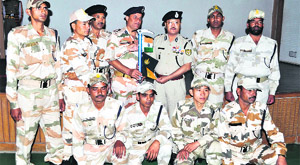 A team of the ITBP that scaled the Bhagirathi-II peak being felicitated on its return in Dehradun on Wednesday. 