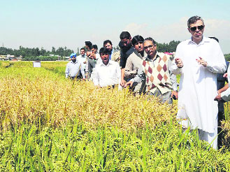 Chief Minister Omar Abdullah at the Mountain Research Centre at Khudwani in south Kashmir on Wednesday.
