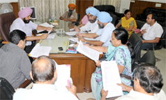 Mayor Baljit Singh Birbehman presides over a meeting of the finance and contract committe of the Municipal Corporation Bathinda (MCB) on Thursday. The commitee said quality check of works should be conducted before making payment.