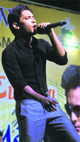 Singer Aditya Narayan performs at Sector 17, Chandigarh, on Thursday.