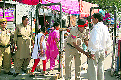 Security check posts erected at the entrance of Sodal Temple a day ahead of the Sodal Mela