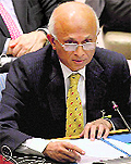 Foreign Secretary R Mathai addresses a UN Security Council meet