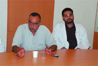 Doctors addressing mediapersons about the north zone conference of radiation oncologists to be held in Bathinda, on Friday. A Tribune photograph