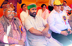 Education Minister Mantri Prasad Naithani (centre) at an athletics meet in Mussoorie on Saturday
