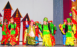 Tiny tots of St Joseph's Academy perform bhangra in Dehradun on Friday