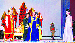 Children stage a play during the cultural day celebrated at St Joseph's Academy in Dehradun on Friday