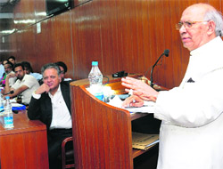 Karnataka Governor R Bhardwaj at a seminar organised by the Centre for Research in Rural and Industrial Development in Chandigarh on Friday. 