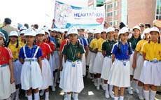Schoolchildren had come in large numbers to take part in the Heartathon organised in the city on Saturday to mark the World Heart Da.