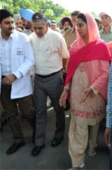 Bathinda MP Harsimrat Kaur Badal (below) left soon after flagging off the event. 