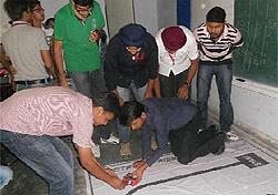 Students take part in a robotics workshop held at the Punjab Technical University Giani Zail Singh Campus in Bathinda on Sunday