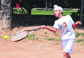 A player during the DC Model Total Tennis Tournament at Sector 7 in Panchkula on Sunday