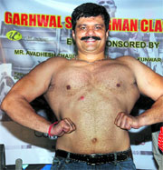 MLAs POWER: Congress legislator Kunwar Pranav Singh Champion during a body building competition in Dehradun on Sunday.