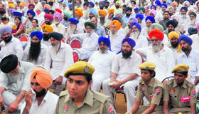 Huge crowds at the SAD rally at Mela Chhapar at Mandi Ahmedgarh on Sunday.