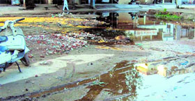 Unhygienic conditions near a newly constructed market at the Old Grain Market in Jagraon.