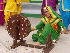 Girls perform during the concluding day of the Punjabi University zonal youth festival held at Rampura Phul near Bathinda. 