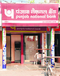A PNB ATM booth without security in Sector 15, Panchkula, on Monday