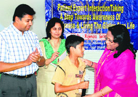 Doctors interact with a boy during a medical camp at Childrens Hospital, Panchkula.