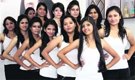 WOMEN IN WHITE: Participants in the Uttarakhand Princess contest in Dehradun on Monday