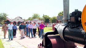 Ashwini Lohani, chief mechanical engineer, Northern Railway, with senior INTACH functionaries at the Heritage Rail Museum in Rewari.
