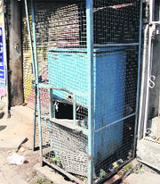 A defunct water cooler at the Kachi Chawni area of Jammu.