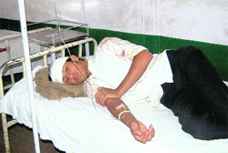 An injured student at a Poonch hospital.