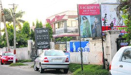 A beauty saloon being run in a residential area of Jammu. 
