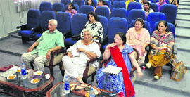 Judges at the Inter-Collegiate Debate Competition at Jammu University on Monday. 