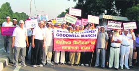 Senior citizens take out goodwill march in Ludhiana on Monday