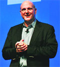 Microsoft CEO Steve Ballmer speaks during a launch event for new HTC Microsoft Windows phones in New York on Sept 19. Microsoft Corp is launching its own news operation as part of its new-look MSN website when Windows 8 launches later this month.  Reuters