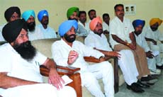 Balkar Singh, district president, Youth Akali Dal addressing a press conference in Bathinda on Tuesday.
