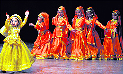 Children perform a dance at the annual day function of Euro Kids School at the Gaiety Theatre in Shimla