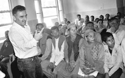 Dr Jatinder Mokta, assistant professor, IGMC, Shimla, at a free diabetes check-up and awareness camp in Karsog on Tuesday. Photo by writer