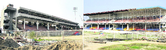 The renovation work of pavilions of Guru Gobind Singh Stadium in Jalandhar, undertaken by the Jalandhar Improvement Trust, is nearing completion.