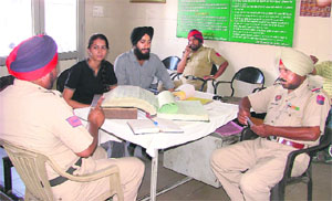 Baninder Kaur at the DMC police post in Ludhiana on Tuesday.