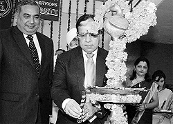 The Chief Justice of the Punjab and Haryana High Court, Justice AK Sikri, lights a lamp during the inauguration of the District Alternative Dispute Resolution Centre in the courts complex at Ambala City on Wednesday