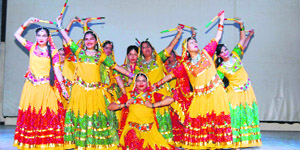 Students of St Josephs Academy perform a dance on the occasion of the activity day of senior classes in Dehradun on Wednesday.