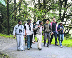 Participants at the Binsar bird watching camp. 