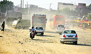 Commuters face a bumpy ride due to a road widening project on the Satwari-Kunjwani road in Jammu