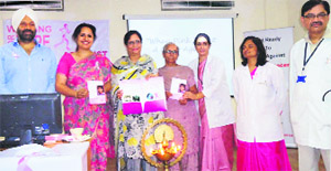 Hospital staff during the inauguration of an awareness camp at Mohandai Oswal Hospital in Ludhiana on Wednesday. 