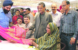 Faryal Talpur, sister of Pakistan President Asif Ali Zardari, at a women apparel store in Ludhiana 