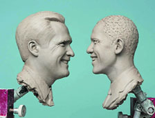 Clay-head moulds of US presidential candidates Mitt Romney and President Barack Obama in a photo unveiled by Madame Tussauds in Washington.