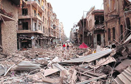 The scene of car bomb explosions that hit the northern Syrian city of Aleppo on Wednesday.