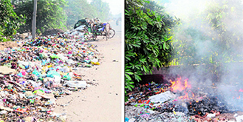 In the absence of a proper solid waste management system, heaps of garbage can be seen on roadsides in Amritsar