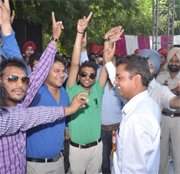 Additional Deputy Commissioner Mohamed Tayyab jives along with the students at the techno-cultural fest at PTUGZS campus on Thursday. 