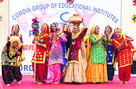 Students present giddha during the youth festival at Cordia College in Sanghol on Thursday.