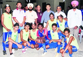 Winners of the football tournament strike a pose in Jagraon.