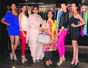 Models pose during the launch of a fashion exhibition at a local outlet on Malhar Road in Ludhiana on Thursday.